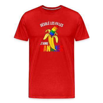 Banane Arc-En-Ciel Humour Fierté Gay Désolé Filles - T-shirt bio Premium Homme - rouge - Devant - Damien (186cm)
