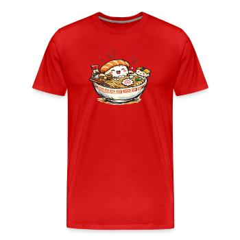 Kawaii Sushi Ramen Jubel - Männer Premium Bio T-Shirt - Rot - Vorne - Damien (186cm)