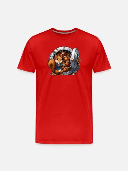 Squirrel in the Safe Nut Bank - Men's Premium Organic T-Shirt - red