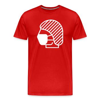 Filet à cheveux et masque facial, médecin, infirmière - T-shirt bio Premium Homme - rouge - Devant - Damien (186cm)