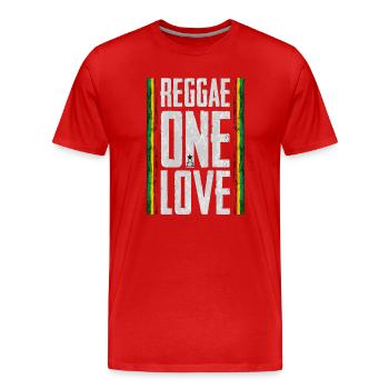 Reggae One Love Lettering - Men's Premium Organic T-Shirt - red - Front - Damien (186cm)