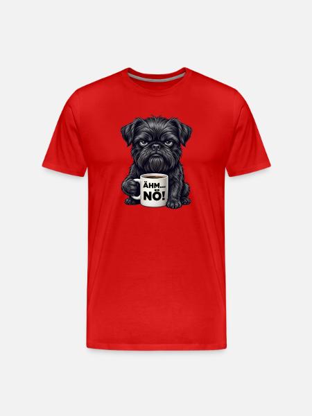 Grummelhund mit Kaffee: Ähm... NÖ! - Männer Premium Bio T-Shirt - Rot