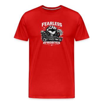 Furchtlos AfroBites: Klang & Küche - Männer Premium Bio T-Shirt - Rot - Vorne - Damien (186cm)