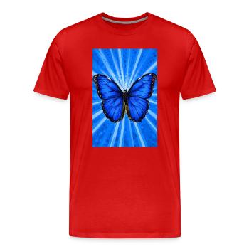 Schmetterling - Männer Premium Bio T-Shirt - Rot - Vorne - Damien (186cm)