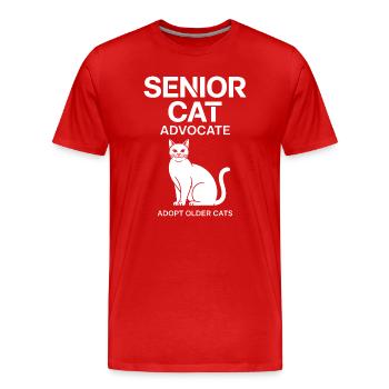 Défenseur principal des chats - T-shirt bio Premium Homme - rouge - Devant - Damien (186cm)