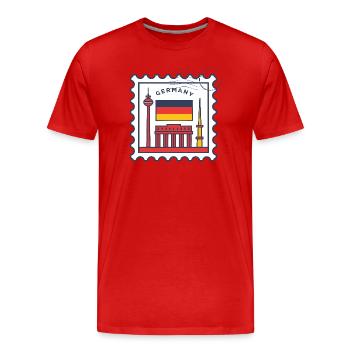 Berlin Landmark Germany Stamp - Men's Premium Organic T-Shirt - red - Front - Damien (186cm)