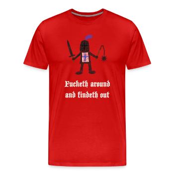 Kreuzritter: Ritter mit Schild und Keule - Männer Premium Bio T-Shirt - Rot - Vorne - Damien (186cm)