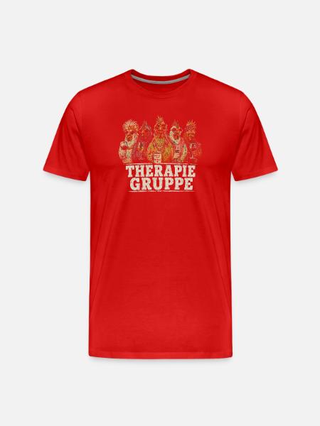 Therapiegruppe Hühner Lounge - Männer Premium Bio T-Shirt - Rot