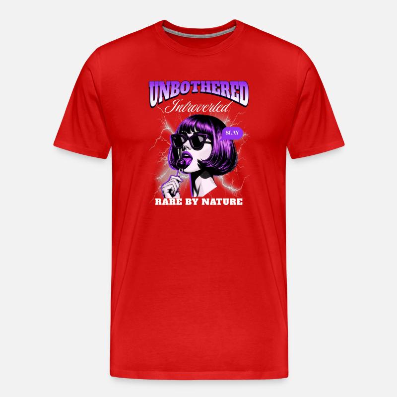 Introvert unbothered - Männer Premium Bio T-Shirt - Rot