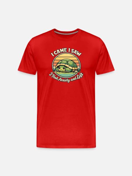 I came saw left scared turtle - Men's Premium Organic T-Shirt - red