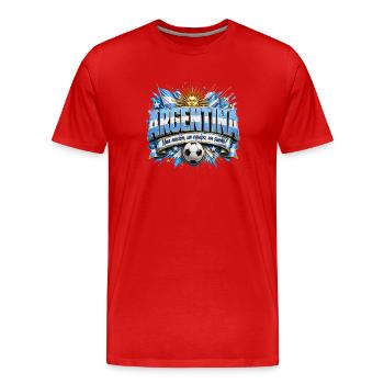 Argentinische Fußballnation Logo t-shirt Vorlage  - Männer Premium Bio T-Shirt - Rot - Vorne - Damien (186cm)