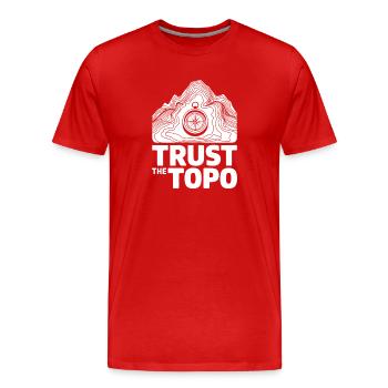 Trust The Topo Topografische Karte - Männer Premium Bio T-Shirt - Rot - Vorne - Damien (186cm)