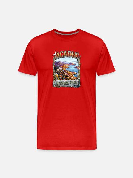 Acadia National Park Panorama - Men's Premium Organic T-Shirt - red