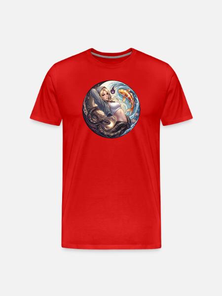 Wasserfrau im Schlangenring - Männer Premium Bio T-Shirt - Rot