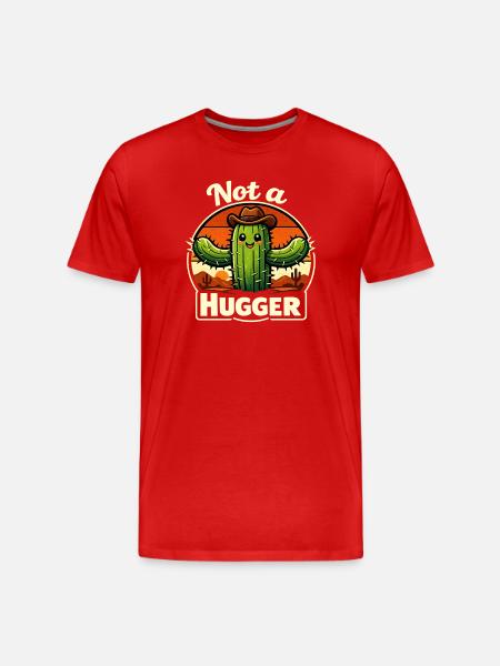 Cactus with cowboy hat: Don't hug - Men's Premium Organic T-Shirt - red