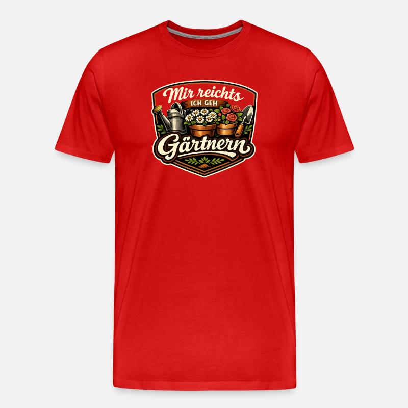Gärtnern-Statement Badge - Männer Premium Bio T-Shirt - Rot