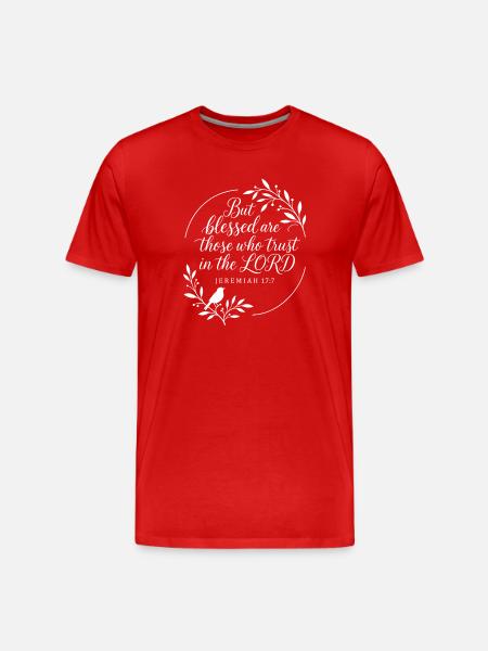 Jeremiah 17:7 Bibel christliche Sprüche Gesegnet  - Men's Premium Organic T-Shirt - red