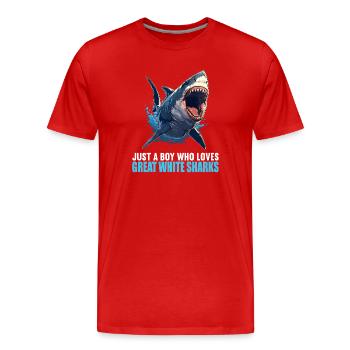 Weißer Haie Weißer Hai - Männer Premium Bio T-Shirt - Rot - Vorne - Damien (186cm)