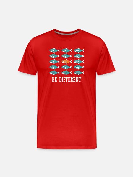 Be Different and unique swimming Fishes - Men's Premium Organic T-Shirt - red