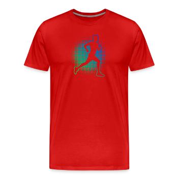 Geschenkidee für einen Running mit Running - Männer Premium Bio T-Shirt - Rot - Vorne - Damien (186cm)