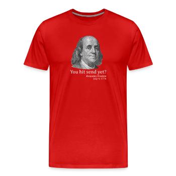 As-tu déjà cliqué sur envoyer ? Ben-Fr drôle - T-shirt bio Premium Homme - rouge - Devant - Damien (186cm)