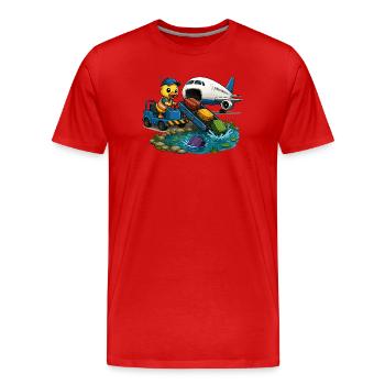 Duck on the tarmac suitcase adventure - Men's Premium Organic T-Shirt - red - Front - Damien (186cm)