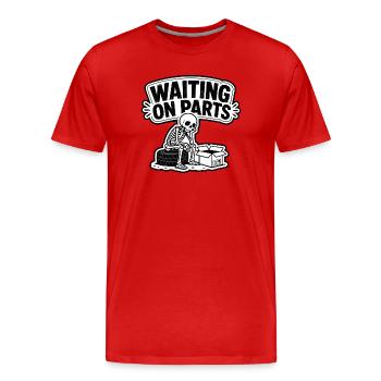 Waiting On Parts Mechaniker Humor Skelett  - Männer Premium Bio T-Shirt - Rot - Vorne - Damien (186cm)