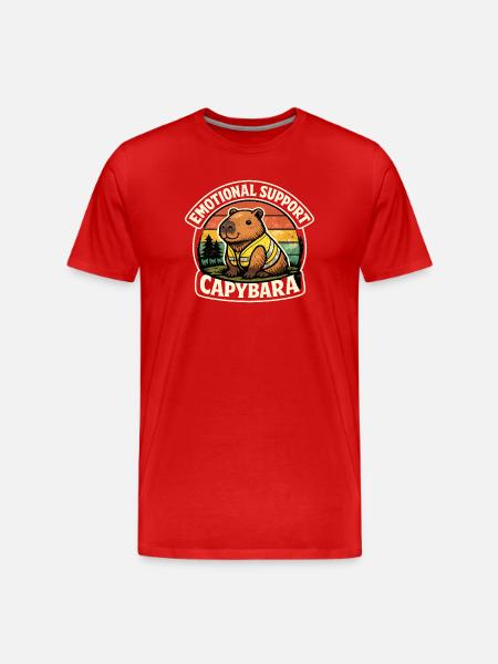 Capybara Emotional Aid Retro - Men's Premium Organic T-Shirt - red