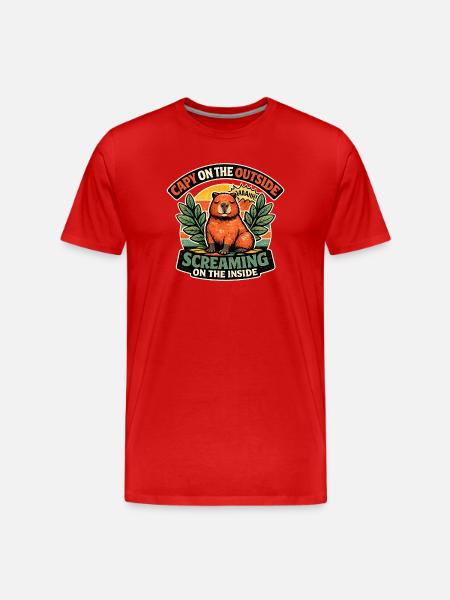 Capybara Outside Inside Screaming - Men's Premium Organic T-Shirt - red