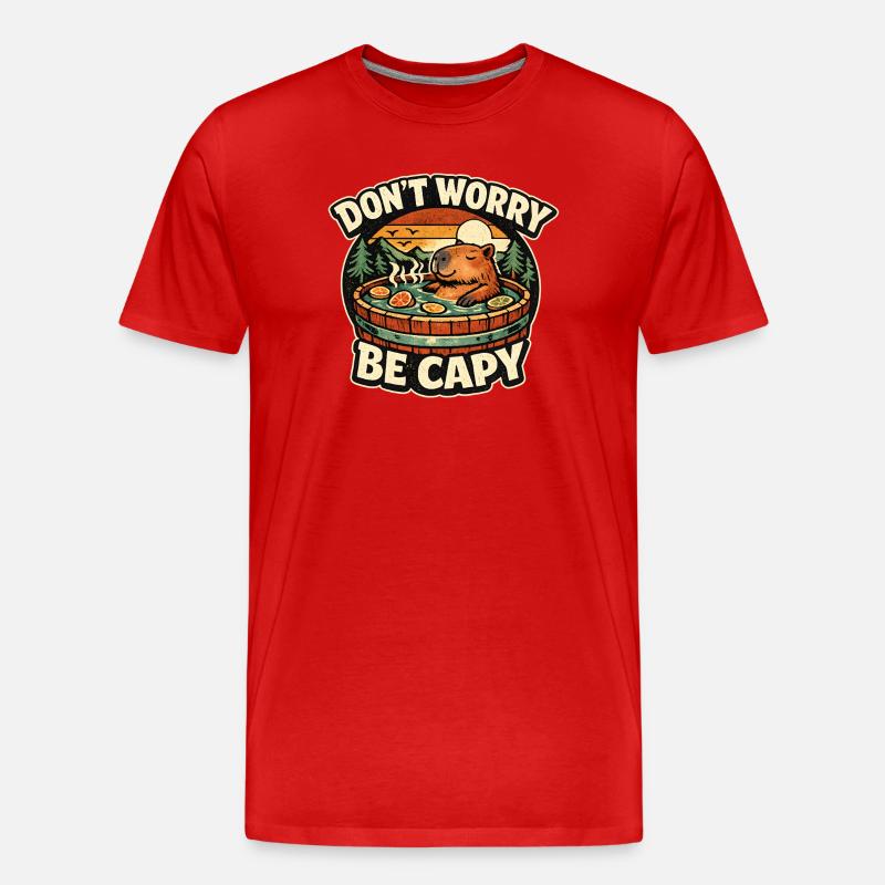Capybara Whirlpool Abend - Männer Premium Bio T-Shirt - Rot