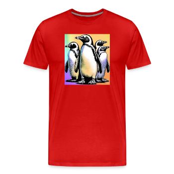Pingouins Pingouins - T-shirt bio Premium Homme - rouge - Devant - Damien (186cm)