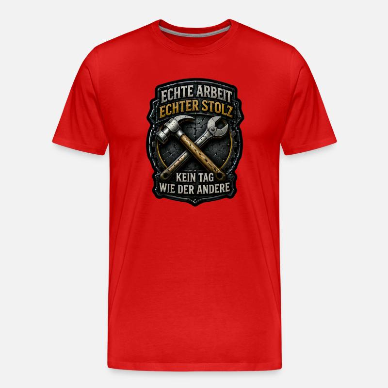 Echte Arbeit. Echter Stolz. - Männer Premium Bio T-Shirt - Rot