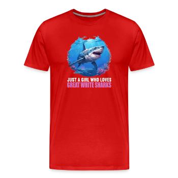 Weißer Haie Weißer Hai - Männer Premium Bio T-Shirt - Rot - Vorne - Damien (186cm)