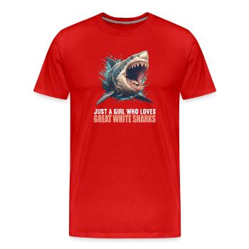 Weißer Haie Weißer Hai - Männer Premium Bio T-Shirt - Rot - Vorne - Damien (186cm)