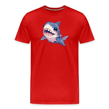Haie Hai - Männer Premium Bio T-Shirt - Rot - Vorne - Damien (186cm)