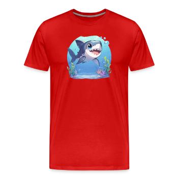 Haie Hai - Männer Premium Bio T-Shirt - Rot - Vorne - Damien (186cm)