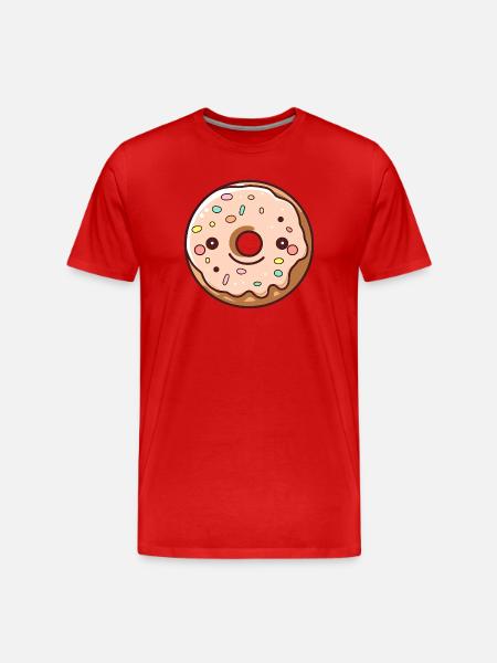 Kawaii Donut Streudeko - Männer Premium Bio T-Shirt - Rot