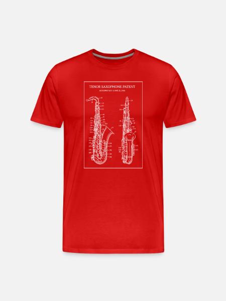 Tenor Saxophone Patent Blueprint - Men's Premium Organic T-Shirt - red