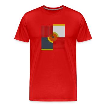 Conception géométrique des cercles rétro - T-shirt bio Premium Homme - rouge - Devant - Damien (186cm)