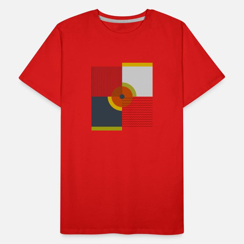 Geometric Retro Circles Line Design Men's Premium Organic T-Shirt