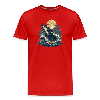 Mondbeschienene Walwellen - Männer Premium Bio T-Shirt - Rot - Vorne - Damien (186cm)