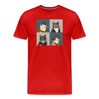 Rebel Chic Tuxedo Cat Quartett - Männer Premium Bio T-Shirt - Rot - Vorne - Damien (186cm)