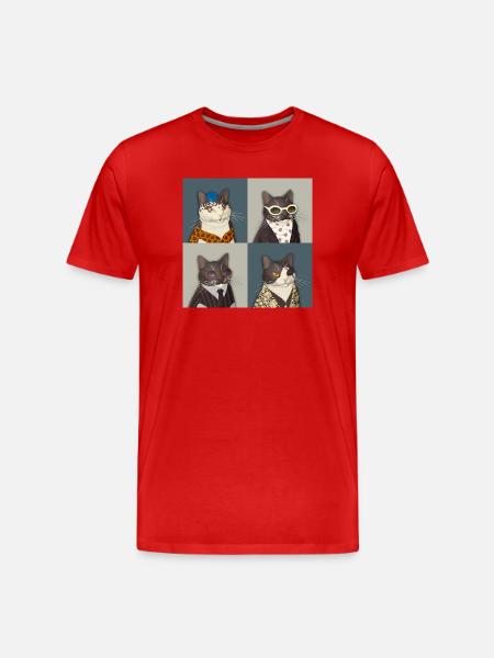Rebel Chic Tuxedo Cat Quartet - Men's Premium Organic T-Shirt - red
