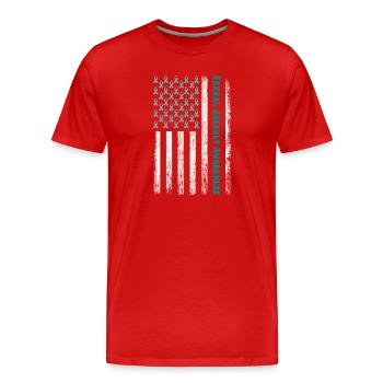 Teal Ribbon Sexual Assault Awareness American flag - Men's Premium Organic T-Shirt - red - Front - Damien (186cm)