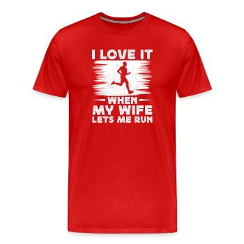 Marathon Runner Love When My Wife Lets Me Running - Men's Premium Organic T-Shirt - red - Front - Damien (186cm)
