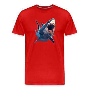 Haie Hai - Männer Premium Bio T-Shirt - Rot - Vorne - Damien (186cm)