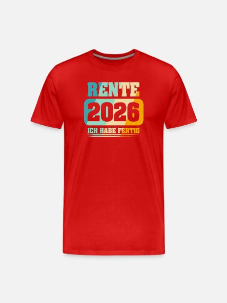 Rentner Rente 2026 - Männer Premium Bio T-Shirt - Rot