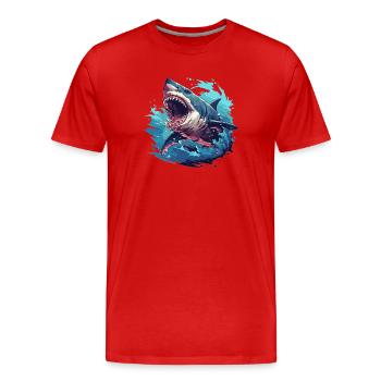 Haie Hai - Männer Premium Bio T-Shirt - Rot - Vorne - Damien (186cm)