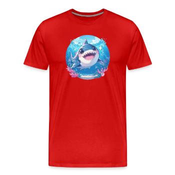 Haie Hai - Männer Premium Bio T-Shirt - Rot - Vorne - Damien (186cm)