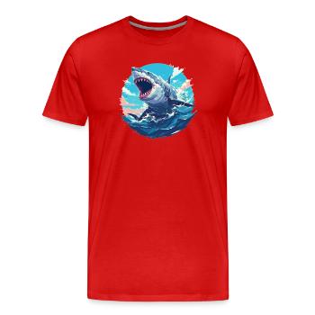 Haie Hai - Männer Premium Bio T-Shirt - Rot - Vorne - Damien (186cm)